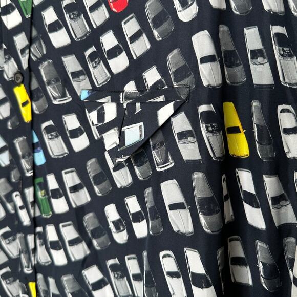 Bottega Veneta Black Car Print Long Sleeve Button Shirt Tunic 54 / L - Picture 6 of 14